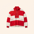 Red and cream stripe quarter-zip pullover