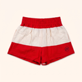 Red and cream stripe shorts with GG circle mark