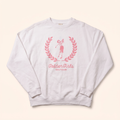 White crewneck with rose laurel golfer print