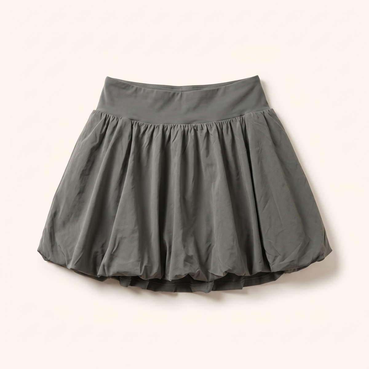 Olive bubble-hem skirt