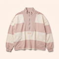 Blush and cream stripe quarter-zip pullover