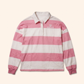 Pink and cream stripe rugby polo