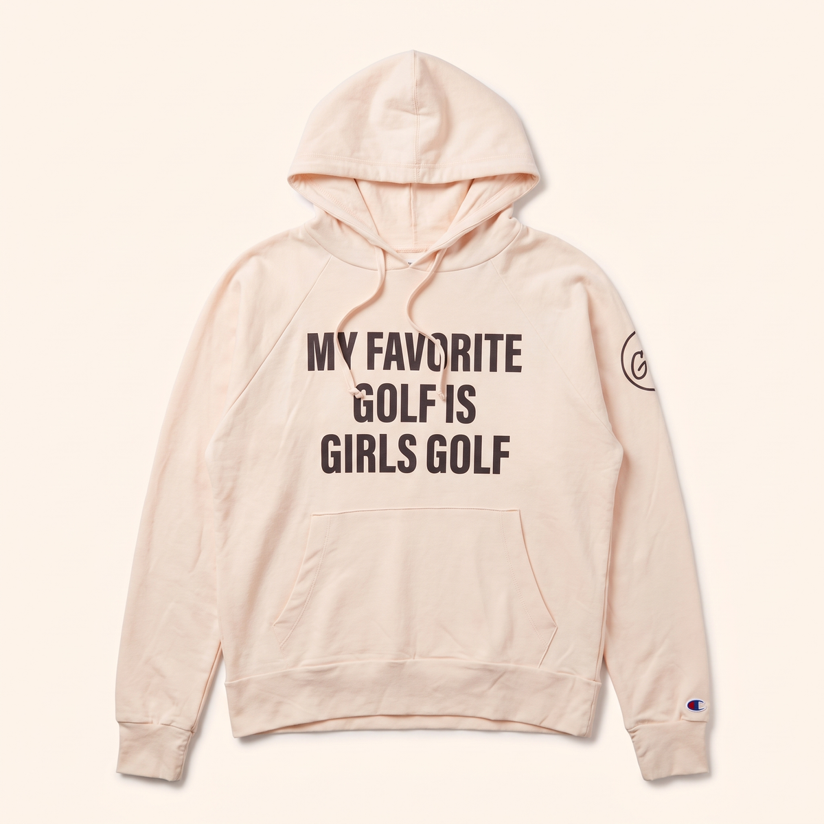 Blush hoodie with My Favorite Golf Is Girls Golf print