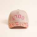 Taupe GOLF cap with pink floral brim