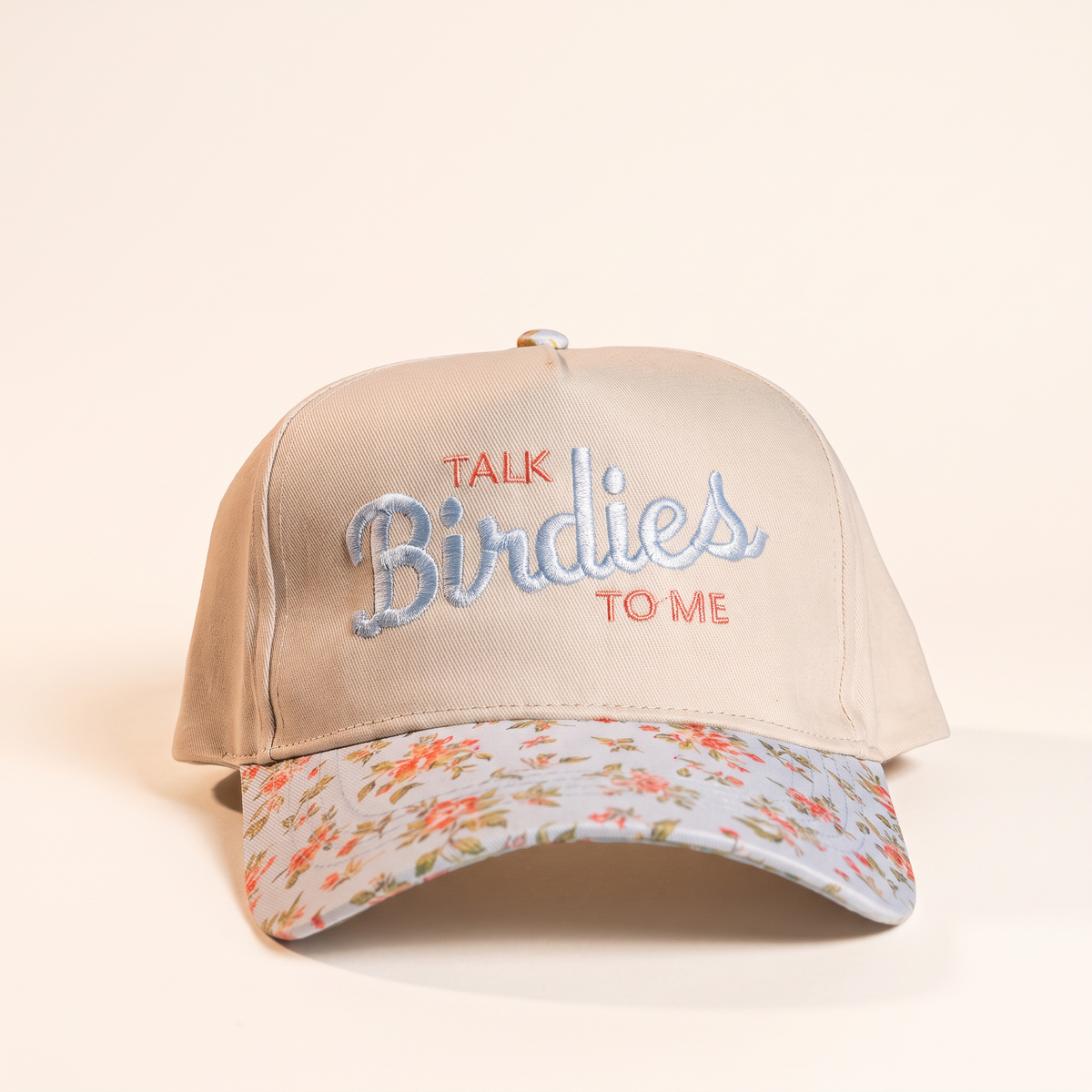 Sand Talk Birdies To Me cap with floral brim
